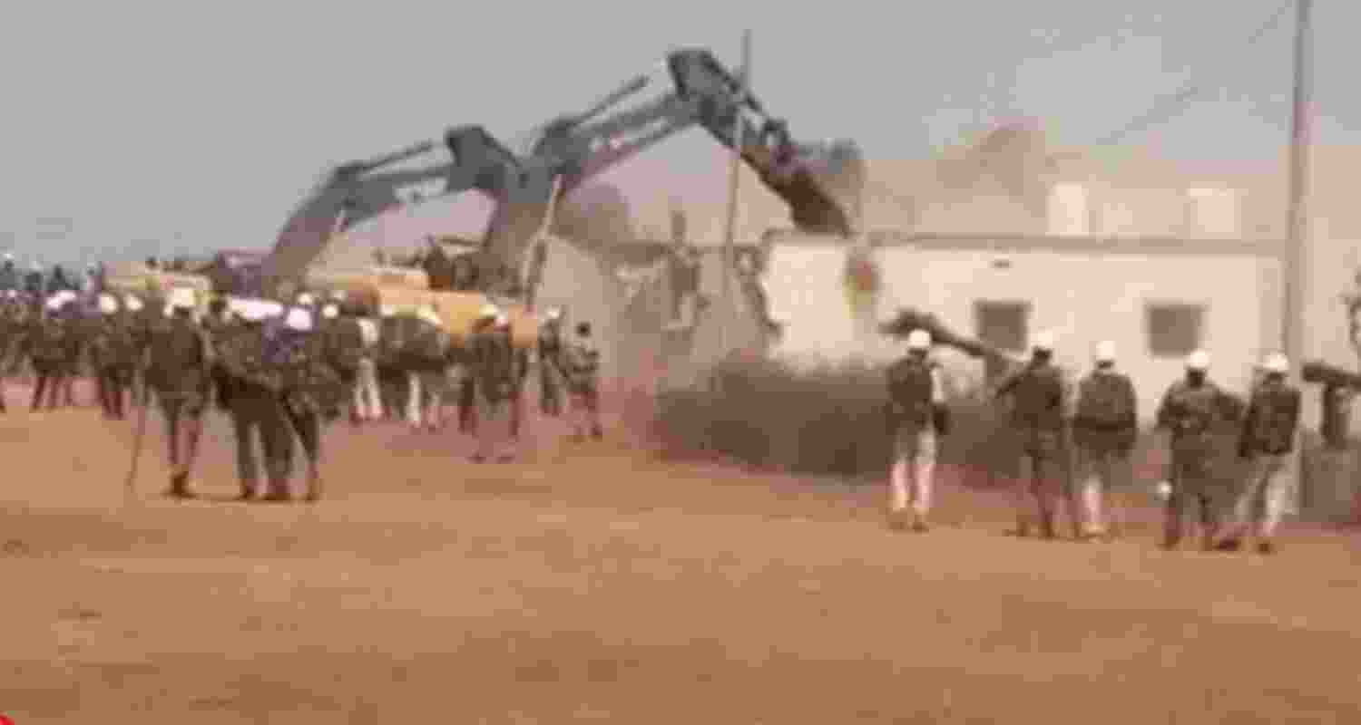 The residence of former Jharkhand minister Yogendra Sao was demolished on Thursday at Jordag village under Keredari block in Hazaribagh.