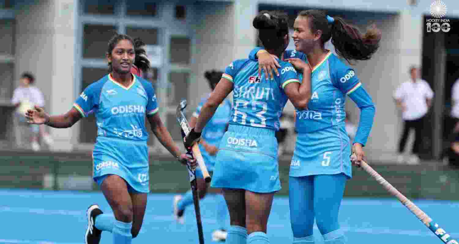 The Indian women's hockey team at the U18 Asia Cup.