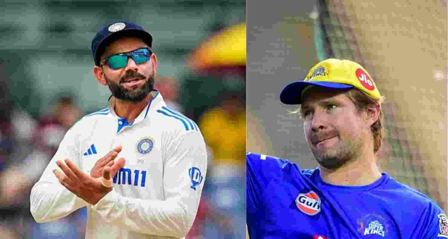 (L-R) Virat Kohli and Shane Watson. 