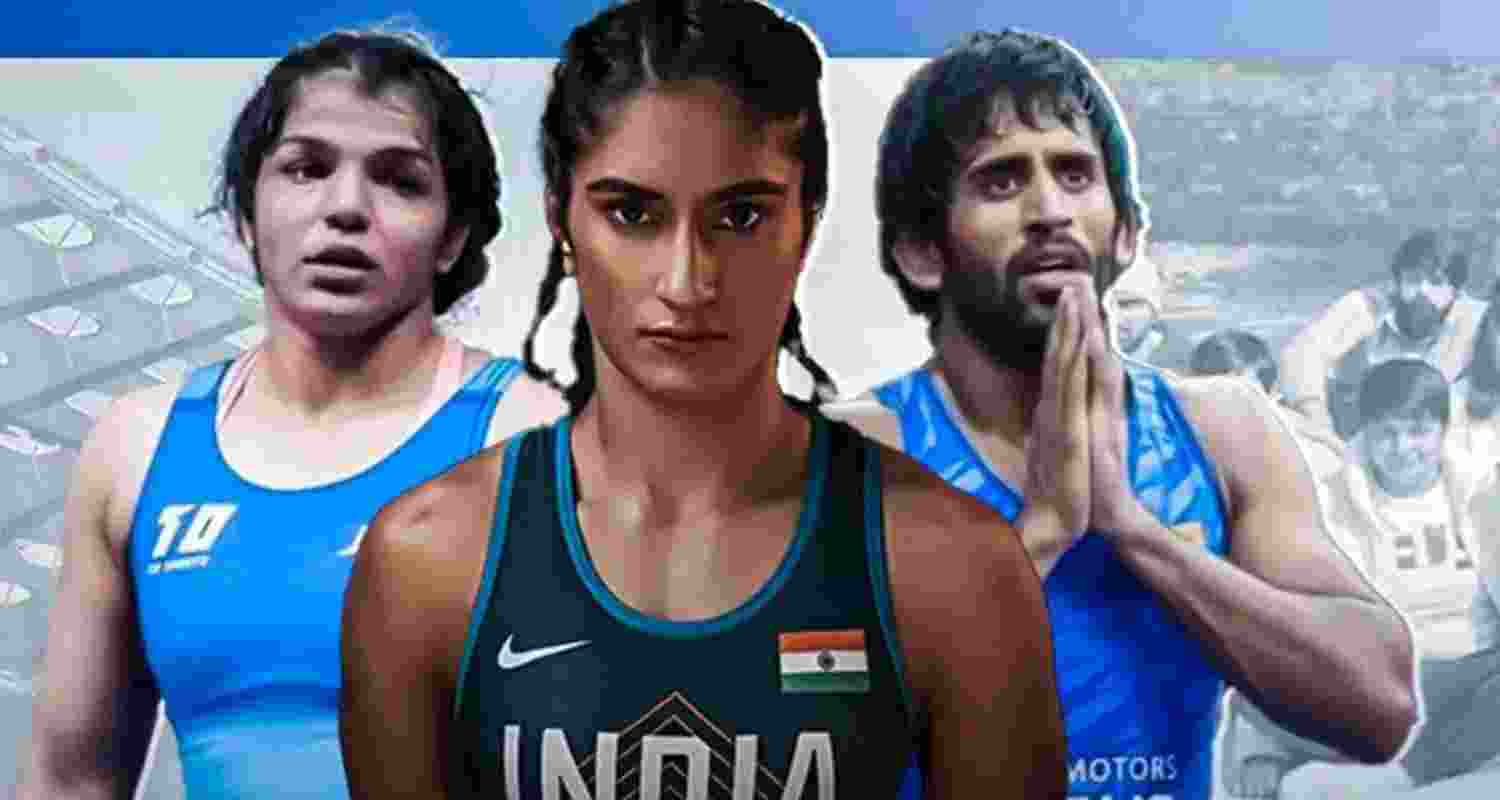 Sakshi Malik, Vinesh Phogat and Bajrang Punia. Image X.