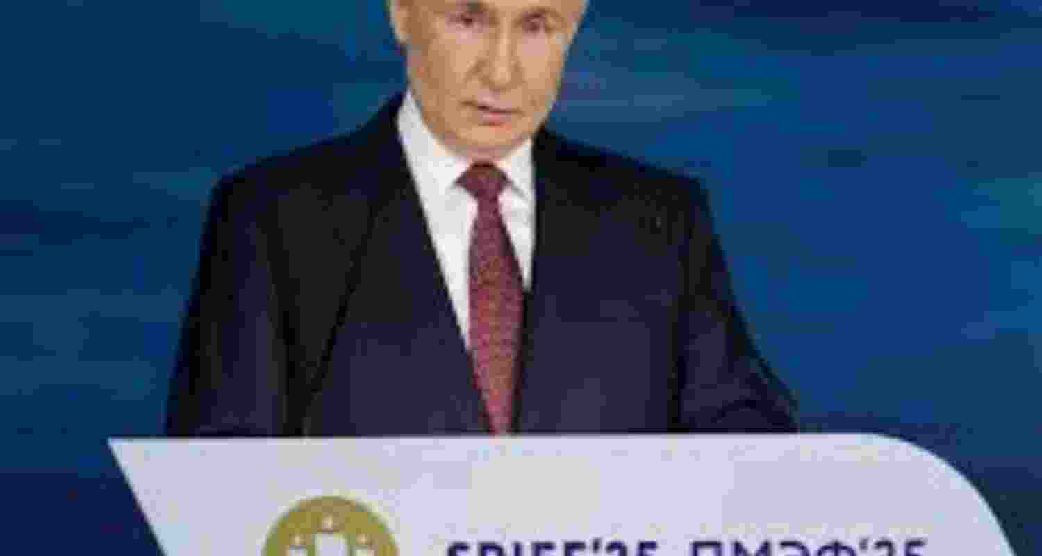 Russian President Vladimir Putin speaks at SPIEF 2025 in Russia on Friday