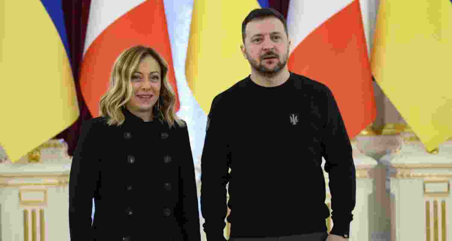  Italian Prime Minister Giorgia Meloni and Ukrainian President Volodymyr Zelenskyy.