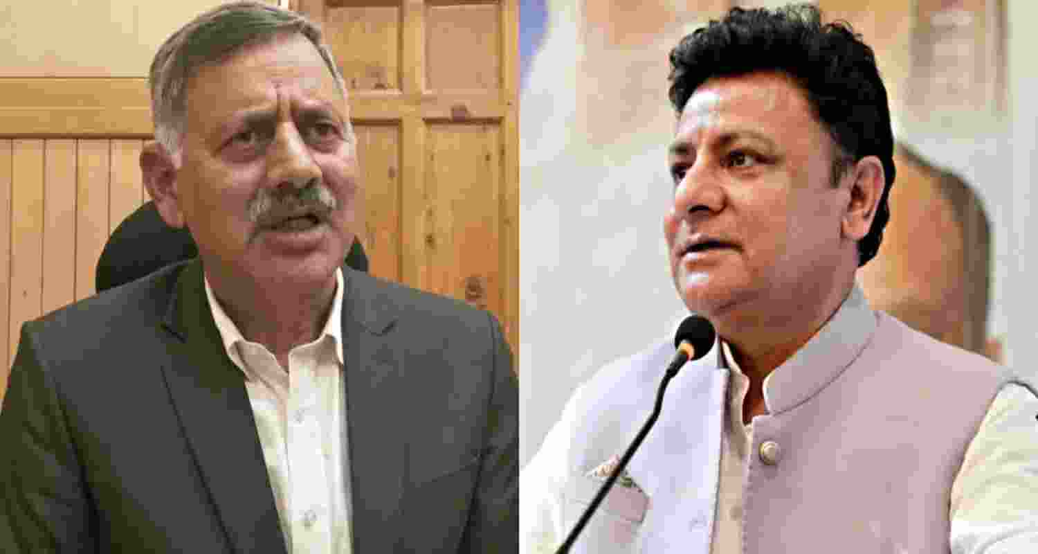 Himachal Pradesh Technical Education Minister Rajesh Dharmani and BJP MLA from Dharamshala Sudhir Sharma 