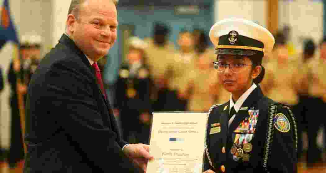 Riddhi Chauhan receives her appointment letter as Battalion Commanding Officer of her school's NJROTC unit, becoming the student leader of nearly 300 US Navy cadets.