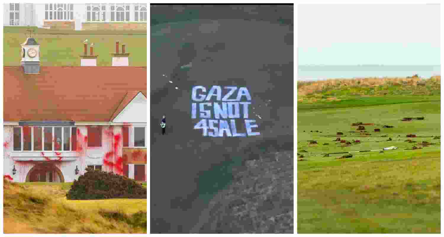 Scenes from the Trump’s vandalised Turnberry golf course in Scotland that was attacked by pro-Palestinian activists.