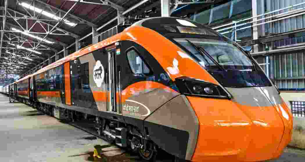 he new Vande Bharat sleeper coach stationed in a shunting zone.