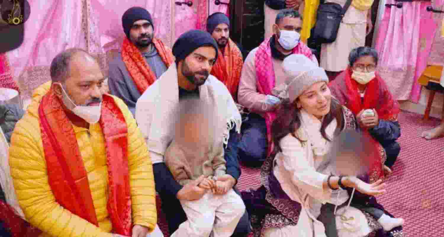Virat Kohli along with his wife Anushka Sharma and children in Vrindavan.