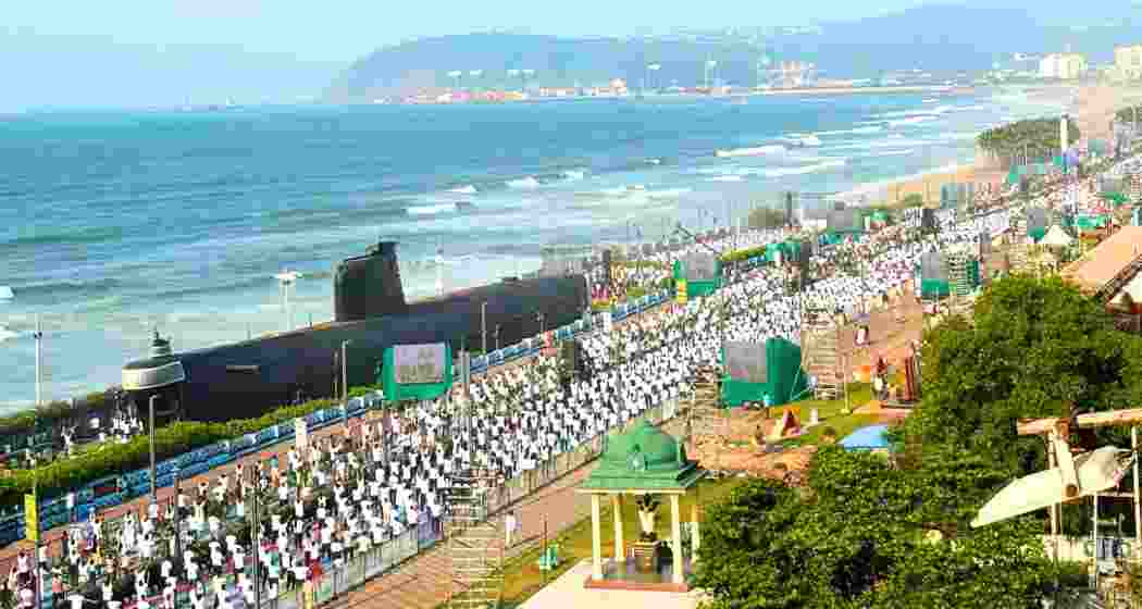 More than 3.01 lakh people perform yoga in synchrony along Visakhapatnam’s beach on International Yoga Day on Saturday, setting a Guinness World Record.