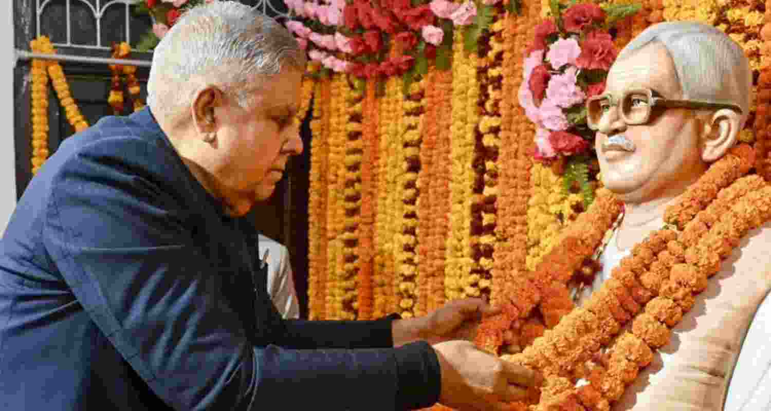 Vice President Jagdeep Dhankhar pays tribute to former Bihar chief minister Bharat Ratna Karpoori Thakur on his birth anniversary.