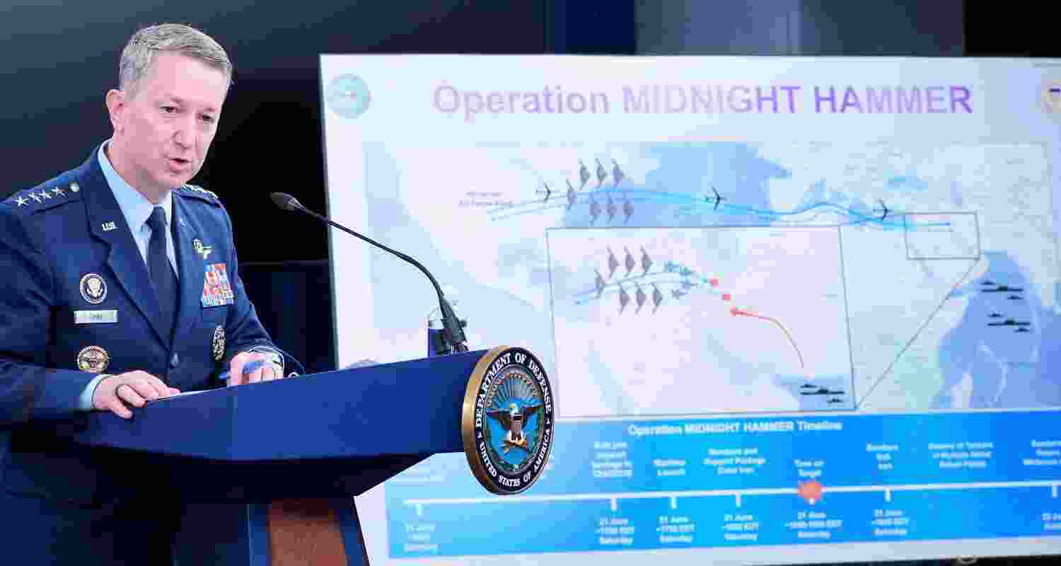 Joint Chiefs Chairman Gen. Dan Caine speaks during a news conference at the Pentagon in Washington, Sunday.