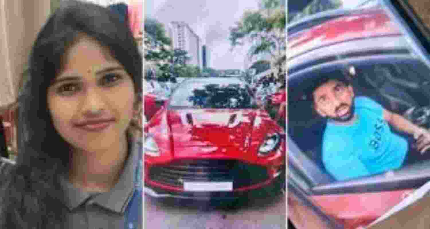 The victim, 26-year-old retail worker Bharathi Mukhi, the  Aston Martin car involved in the accident and Jana Sena Party leader Lingamaneni Ramesh’s son Lingamaneni Sanjush.