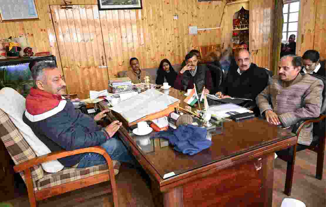  Education Minister Rohit Thakur during a meeting with senior officers of the Education Department.