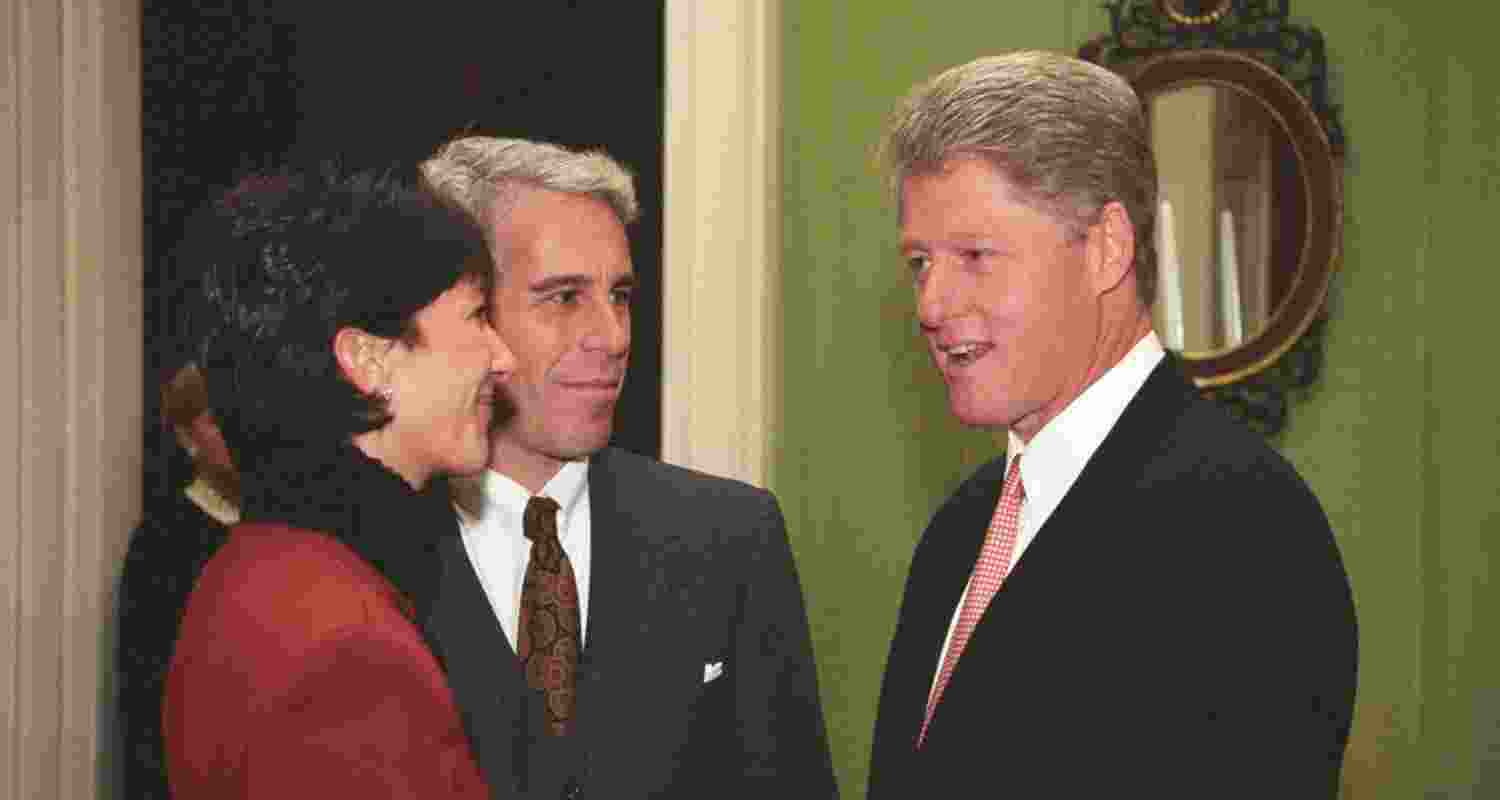 Ghislaine Maxwell and Jeffrey Epstein with President Bill Clinton at the White House in 1993.
