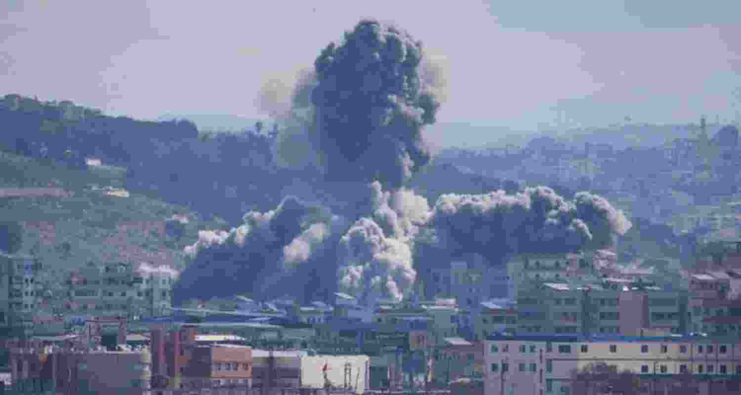 A file photo of smoke rising from an explosion following an Israeli strike in Tyre, Lebanon.