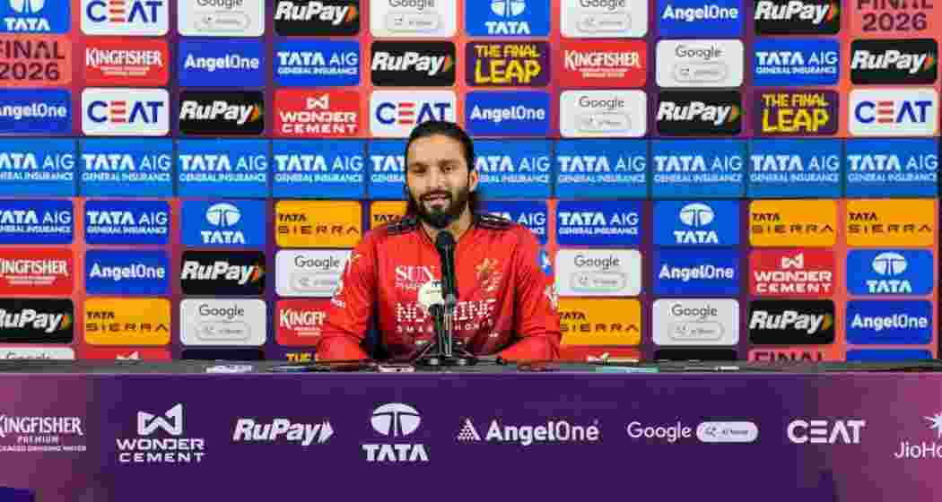 Royal Challengers Bengaluru captain Rajat Patidar addressing a press conference ahead of the IPL final between his team and Gujarat Titans in Ahmedabad on Saturday.