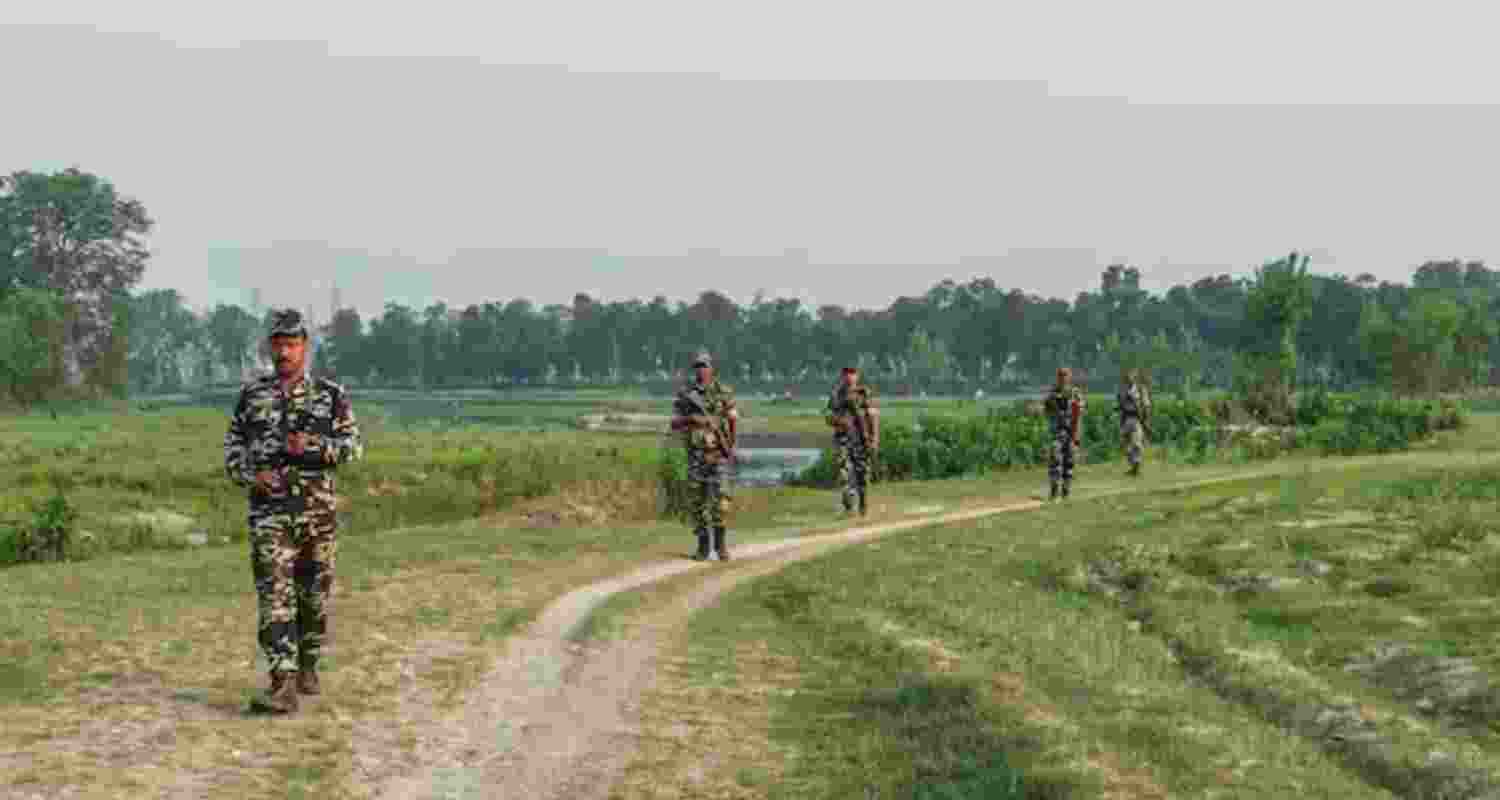 A file photograph of security forces patrolling the India-Nepal border.