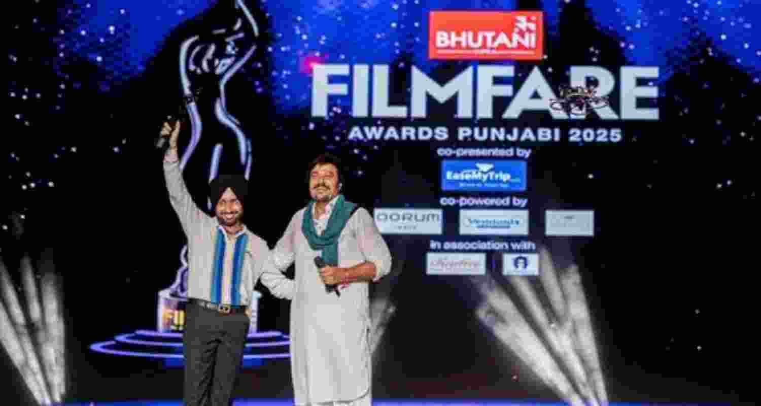 Punjabi singer Satinder Sartaaj acknowledging the Best Playback Singer (Male) Award at the Filmfare Punjabi Awards ceremony at the PCA stadium in Mohali on Sunday evening.