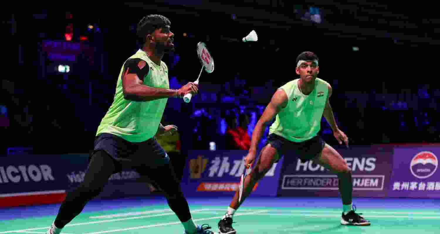 Satwiksairaj Rankireddy and Chirag Shetty in action.