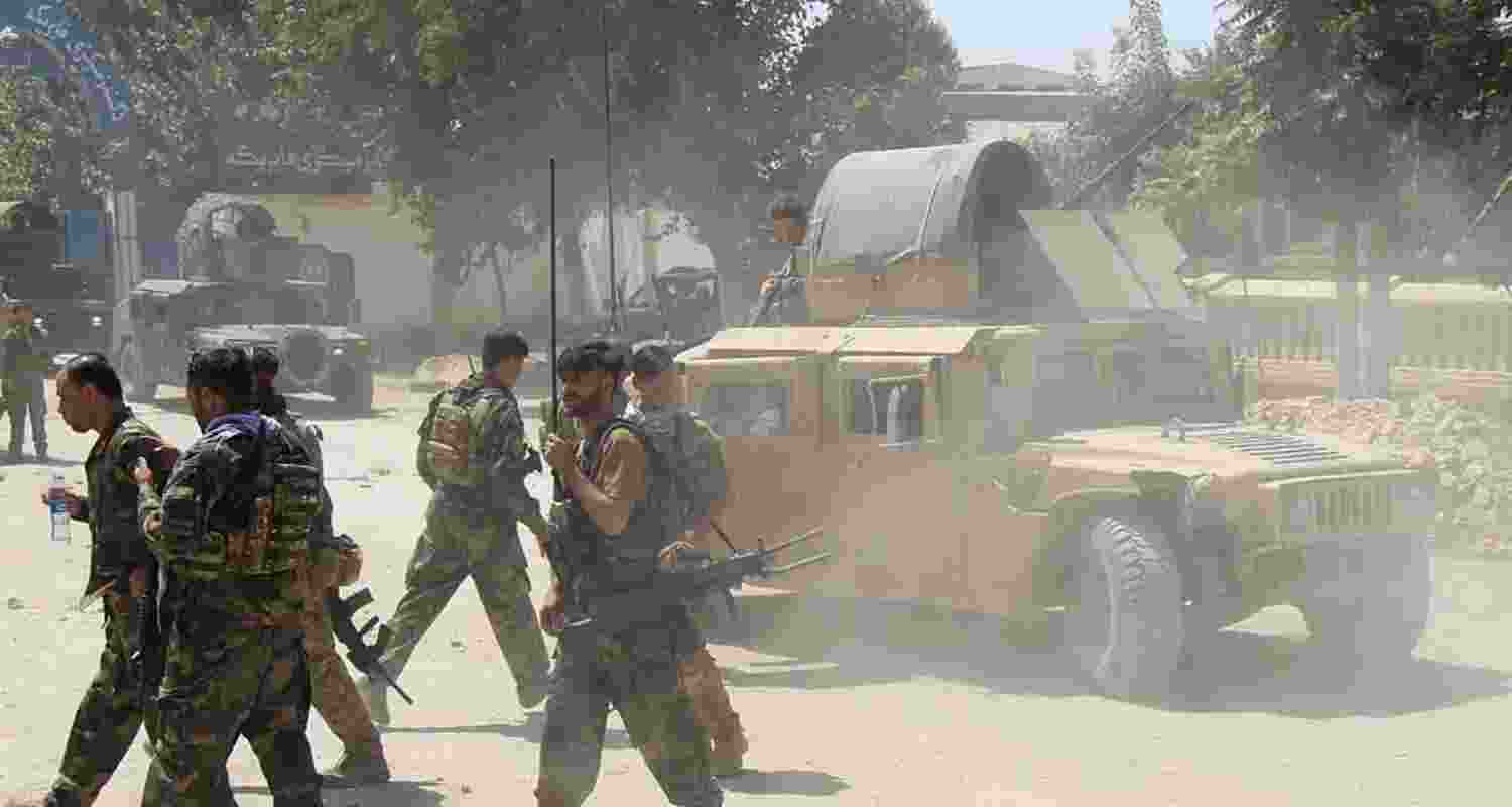 Security forces conducting search operations in the restive Khyber Pakhtunkhwa province of Pakistan.