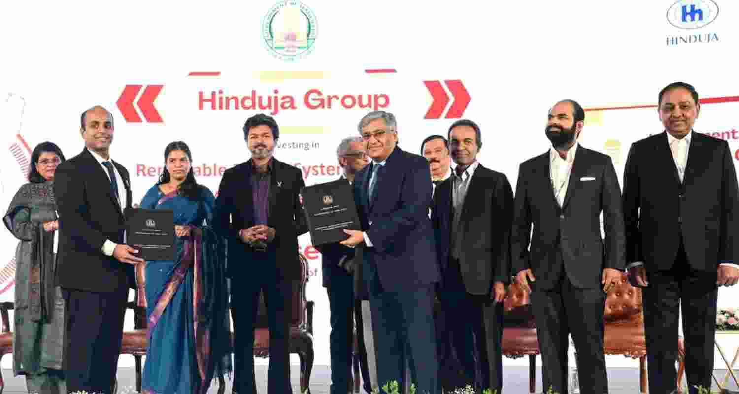The MoU between the Tamil Nadu government and the Hinduja Group was announced in the presence of Chief Minister Joseph Vijay and Hinduja Group chairman Ashok Hinduja on Thursday.