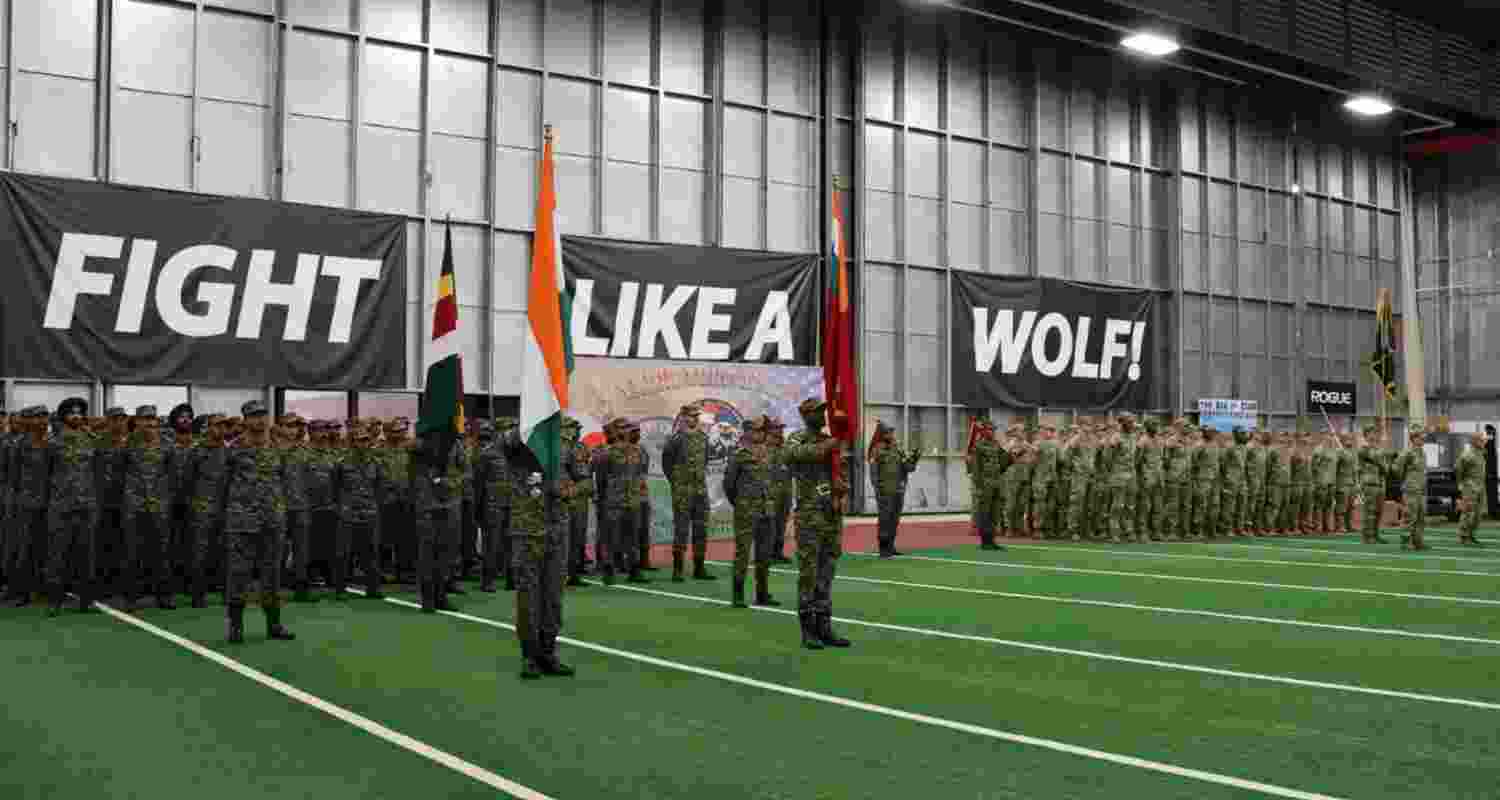 US, Indian Army personnel during closing ceremony of Yudh Abhyas. 