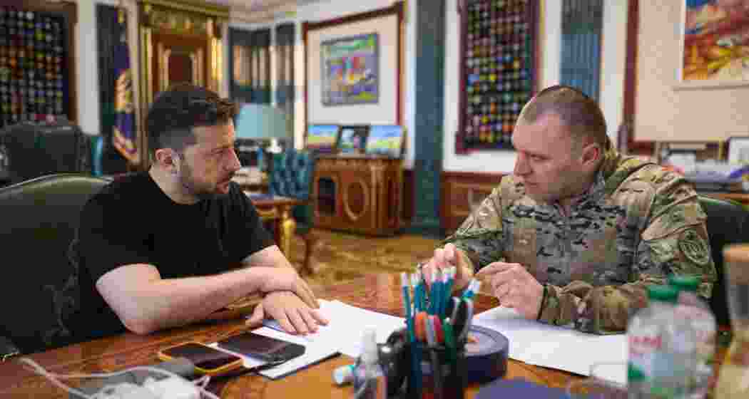 President Zelenskyy and Security Service chief Vasyl Maliuk discussing the drone strike deep into Russia on Sunday. (Image- X@Zelenskyy President Zelenskyy and Security Service chief Vasyl Maliuk discussing the drone strike deep into Russia on Sunday. (Image- X@Zelenskyy