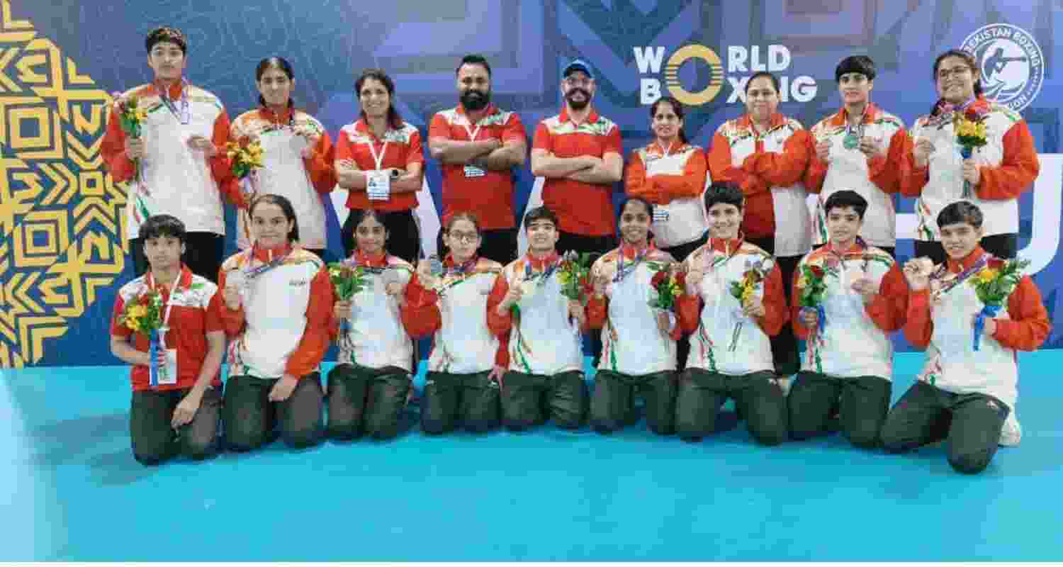 A file photo of India's U15 and U17 boxing teams.