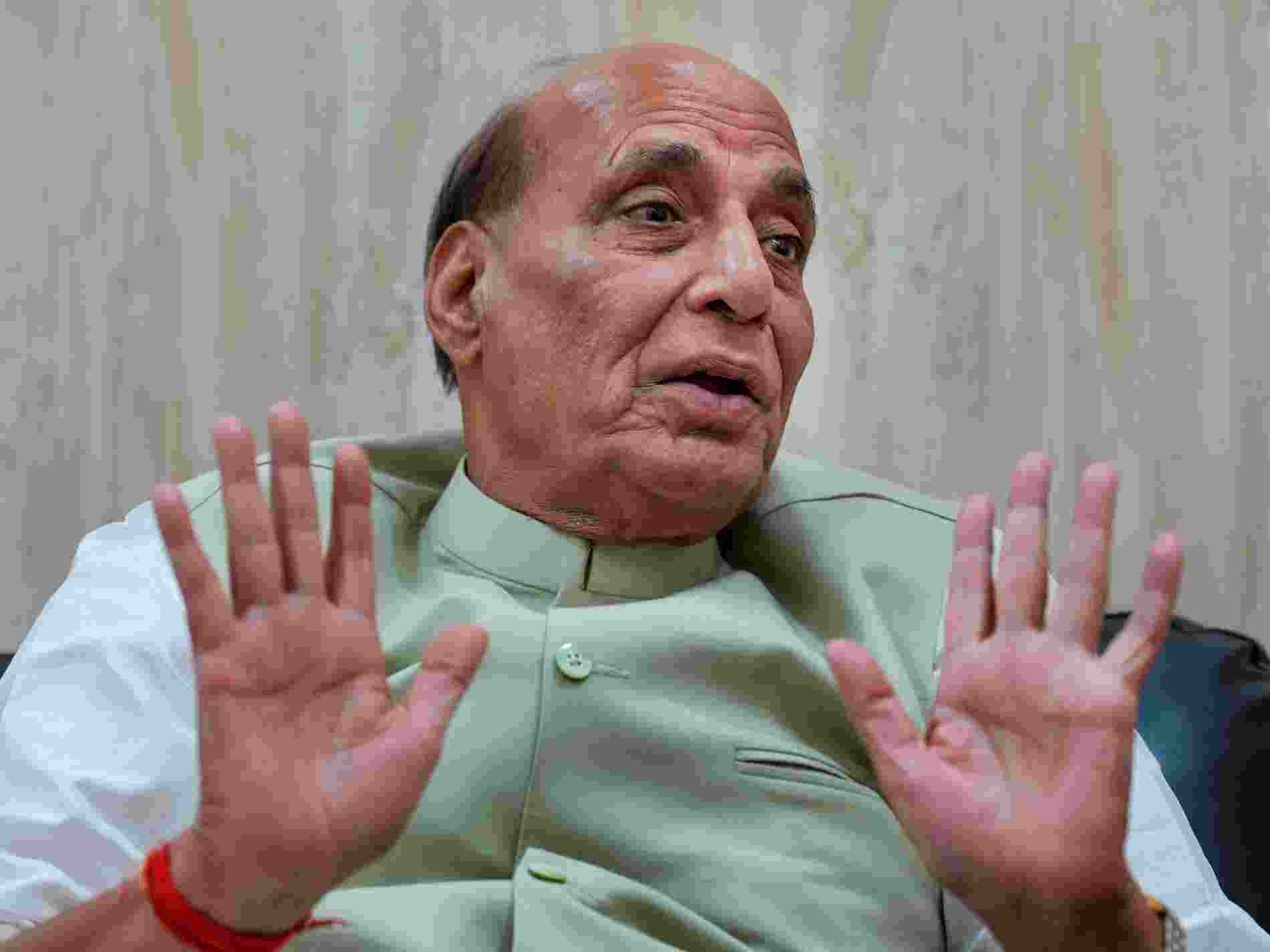 The BJP government will never change the Constitution or end reservation, it's the Congress party that is creating fear psychosis, Defence Minister Rajnath Singh has said.