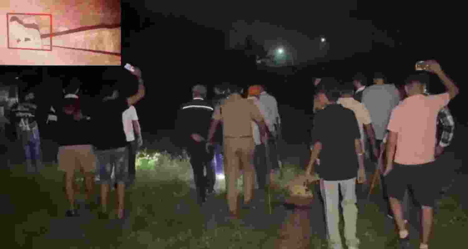A team of the police and the forest department, along with local residents, during a search operation in Dhulkot village in Ambala. Video grab. A team of the police and the forest department, along with local residents, during a search operation in Dhulkot village in Ambala. Video grab.