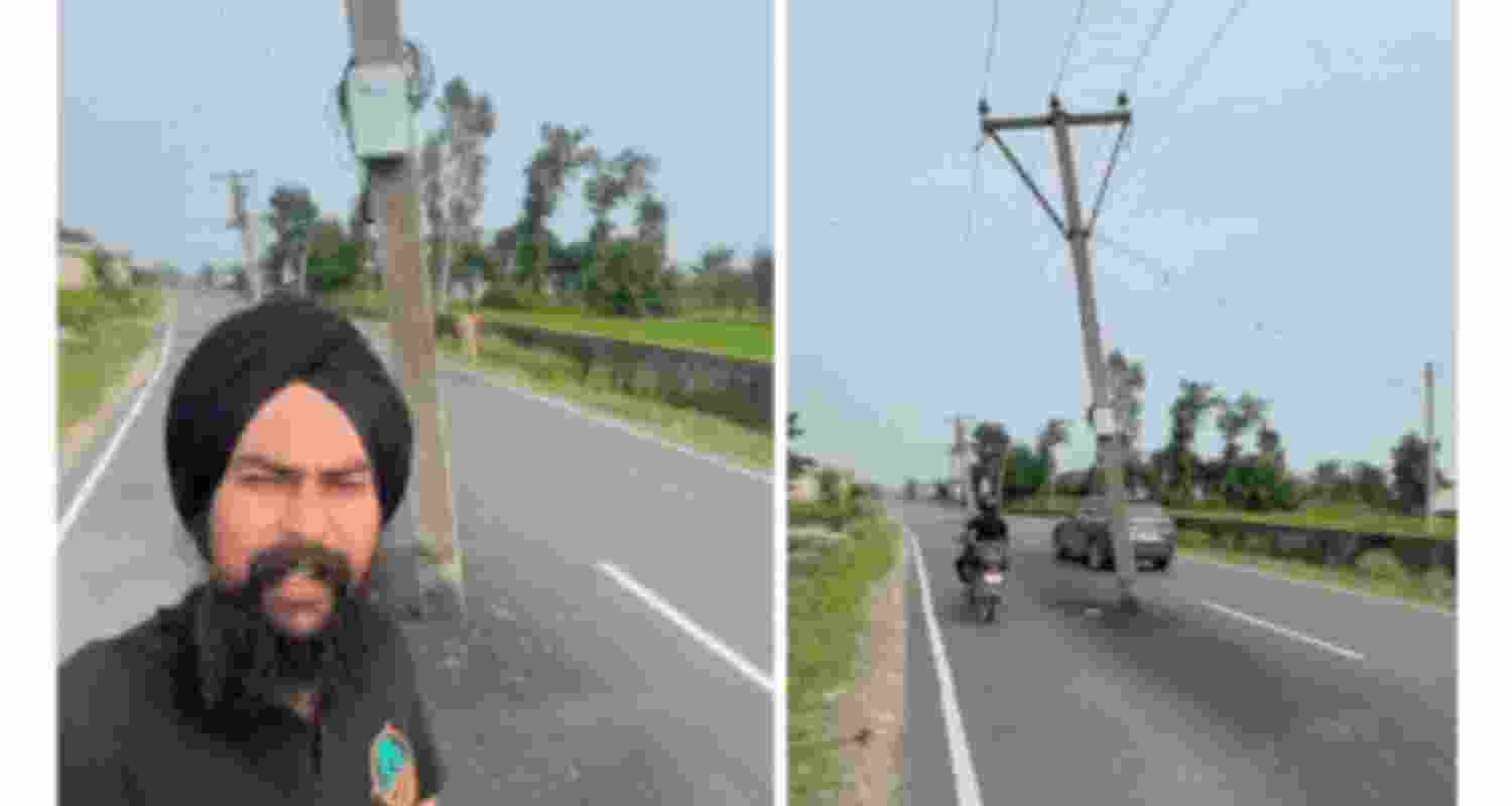 A viral video on social media has sparked both laughter and outrage after it showed electricity poles bizarrely placed right in the middle of a newly built road in Himachal Pradesh. A viral video on social media has sparked both laughter and outrage after it showed electricity poles bizarrely placed right in the middle of a newly built road in Himachal Pradesh.