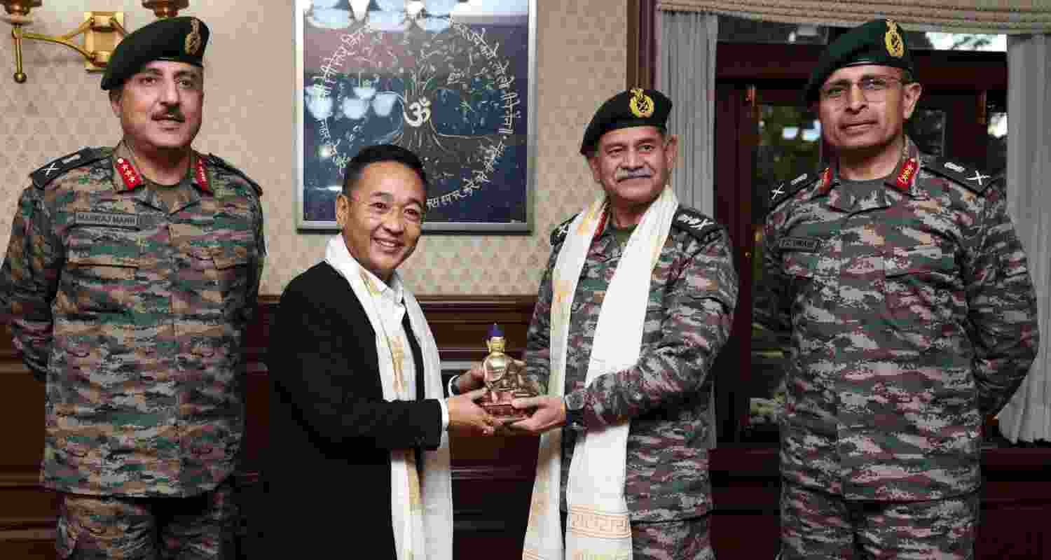 Army Chief Gen Upendra Dwivedi meets Sikkim CM Prem Singh Tamang. Army Chief Gen Upendra Dwivedi meets Sikkim CM Prem Singh Tamang.