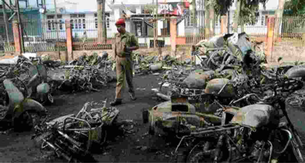 A scene from the 2008 Assam serial bombings that killed 88 people and injured over 500 across Guwahati, Kokrajhar, Barpeta Road and Bongaigaon. A scene from the 2008 Assam serial bombings that killed 88 people and injured over 500 across Guwahati, Kokrajhar, Barpeta Road and Bongaigaon.