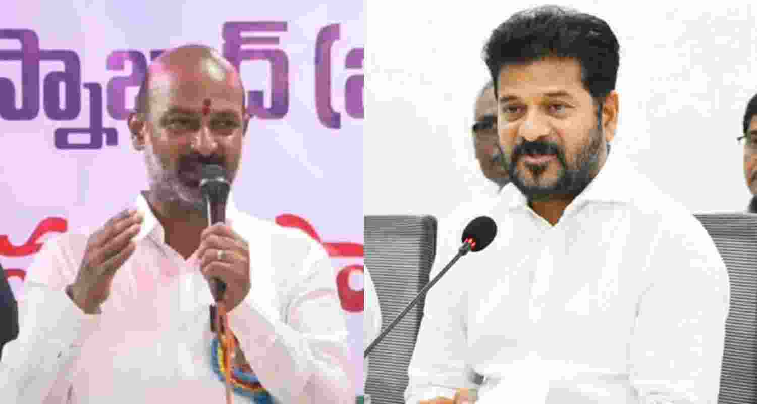 Union Minister of State for Home, Bandi Sanjay Kumar (left) and Telangana CM A Revanth Reddy. Union Minister of State for Home, Bandi Sanjay Kumar (left) and Telangana CM A Revanth Reddy.