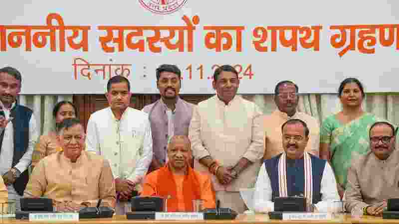 Newly elected BJP, RLD MLAs take oath in UP assembly Newly elected BJP, RLD MLAs take oath in UP assembly