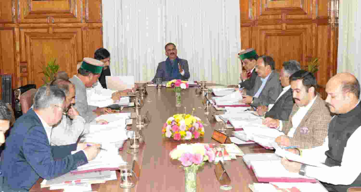 Chief Minister Thakur Sukhvinder Singh Sukhu during a Cabinet meeting.  Chief Minister Thakur Sukhvinder Singh Sukhu during a Cabinet meeting.