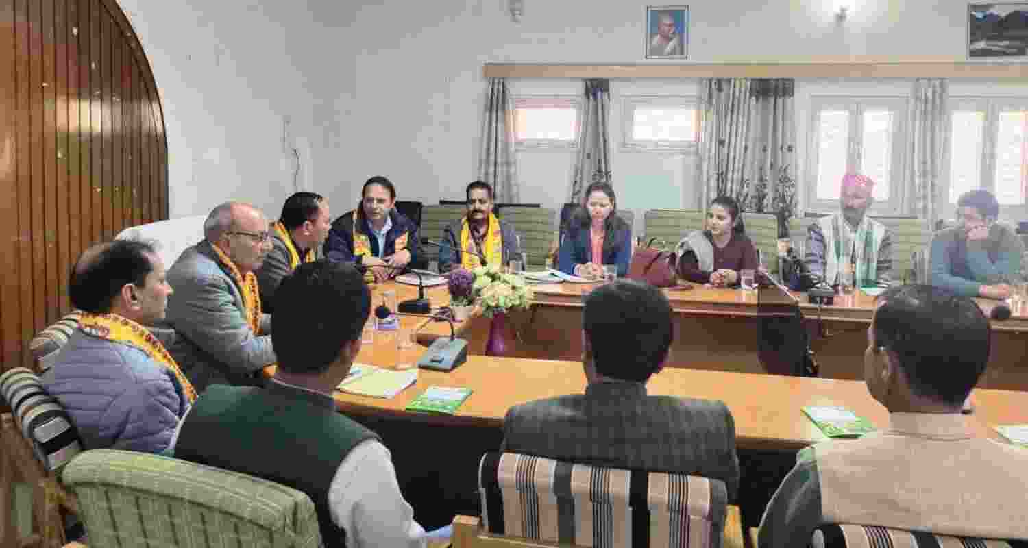 Committee members during a meeting with panchayat representatives and local farmers. Committee members during a meeting with panchayat representatives and local farmers.