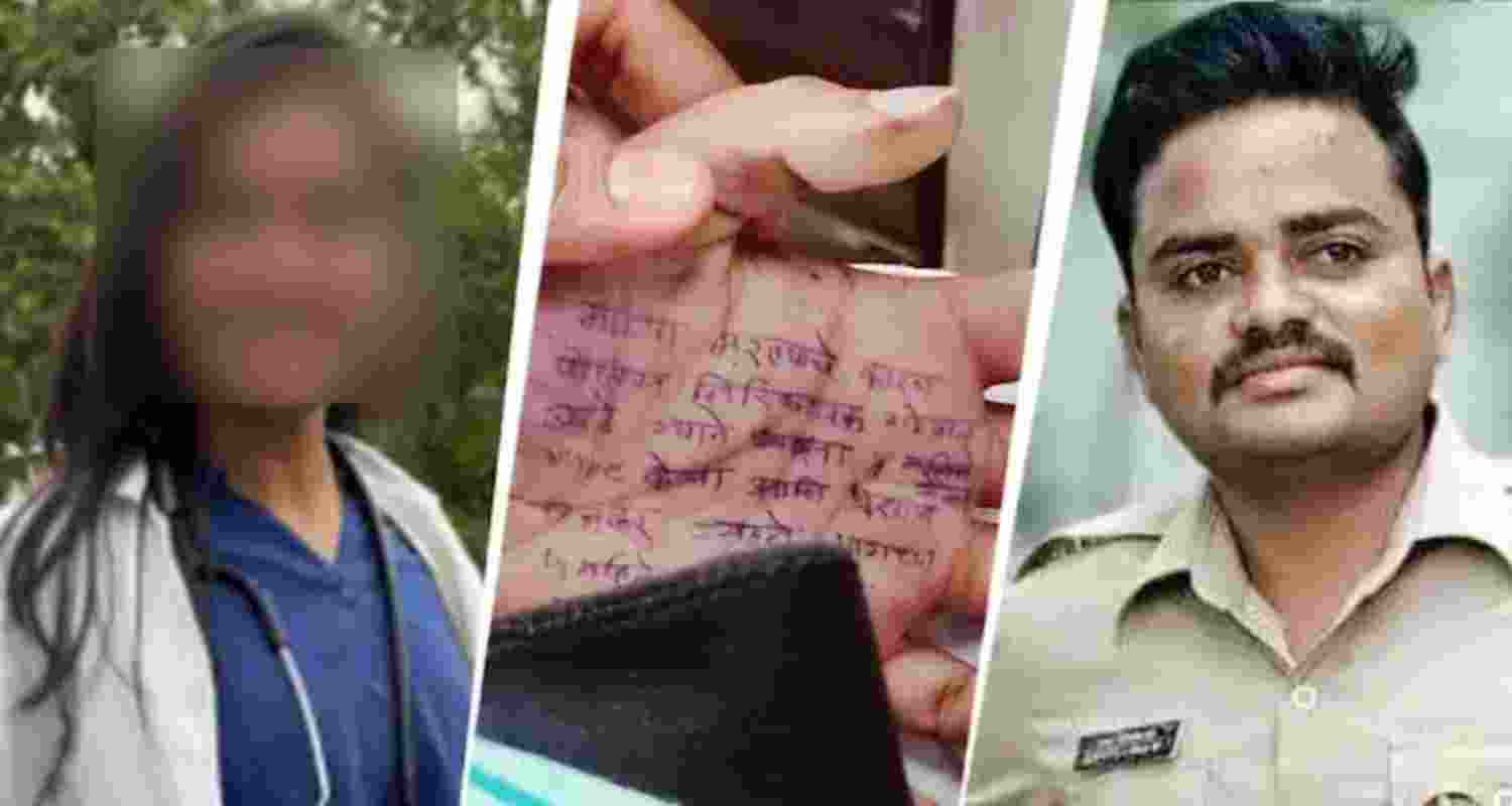 The doctor left a suicide note on her hand accusing Police sub-inspector Gopal Badane of repeatedly raping her. The doctor left a suicide note on her hand accusing Police sub-inspector Gopal Badane of repeatedly raping her.
