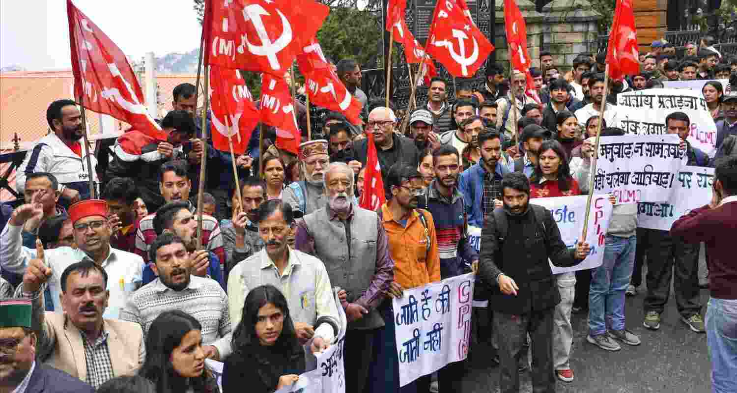 CPI-M protests in Shimla over Dalit boy’s suicide after alleged caste discrimination. CPI-M protests in Shimla over Dalit boy’s suicide after alleged caste discrimination.