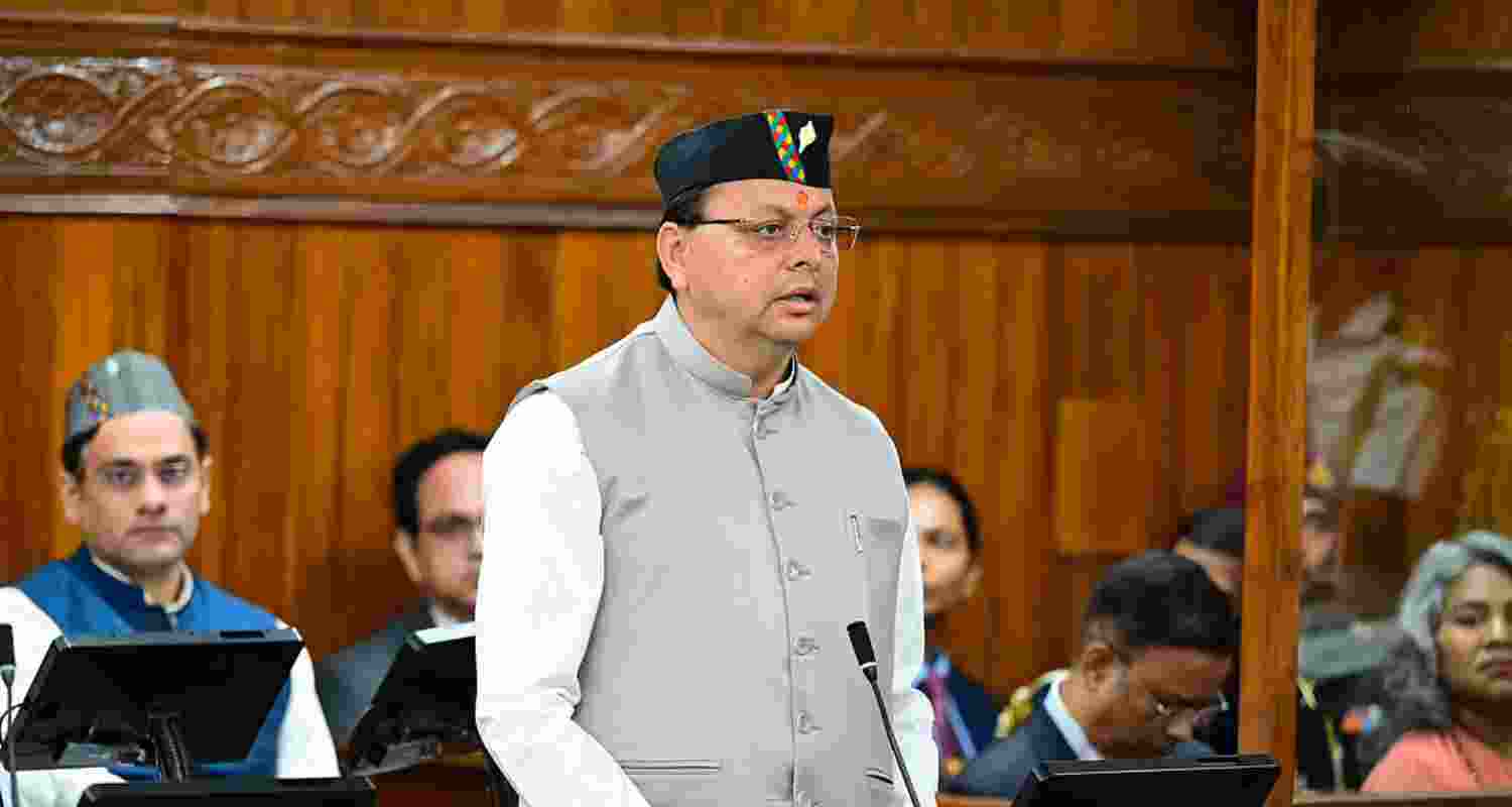 Uttarakhand Chief Minister Pushkar Singh Dhami at the special Assembly session marking the state’s silver jubilee. Uttarakhand Chief Minister Pushkar Singh Dhami at the special Assembly session marking the state’s silver jubilee.