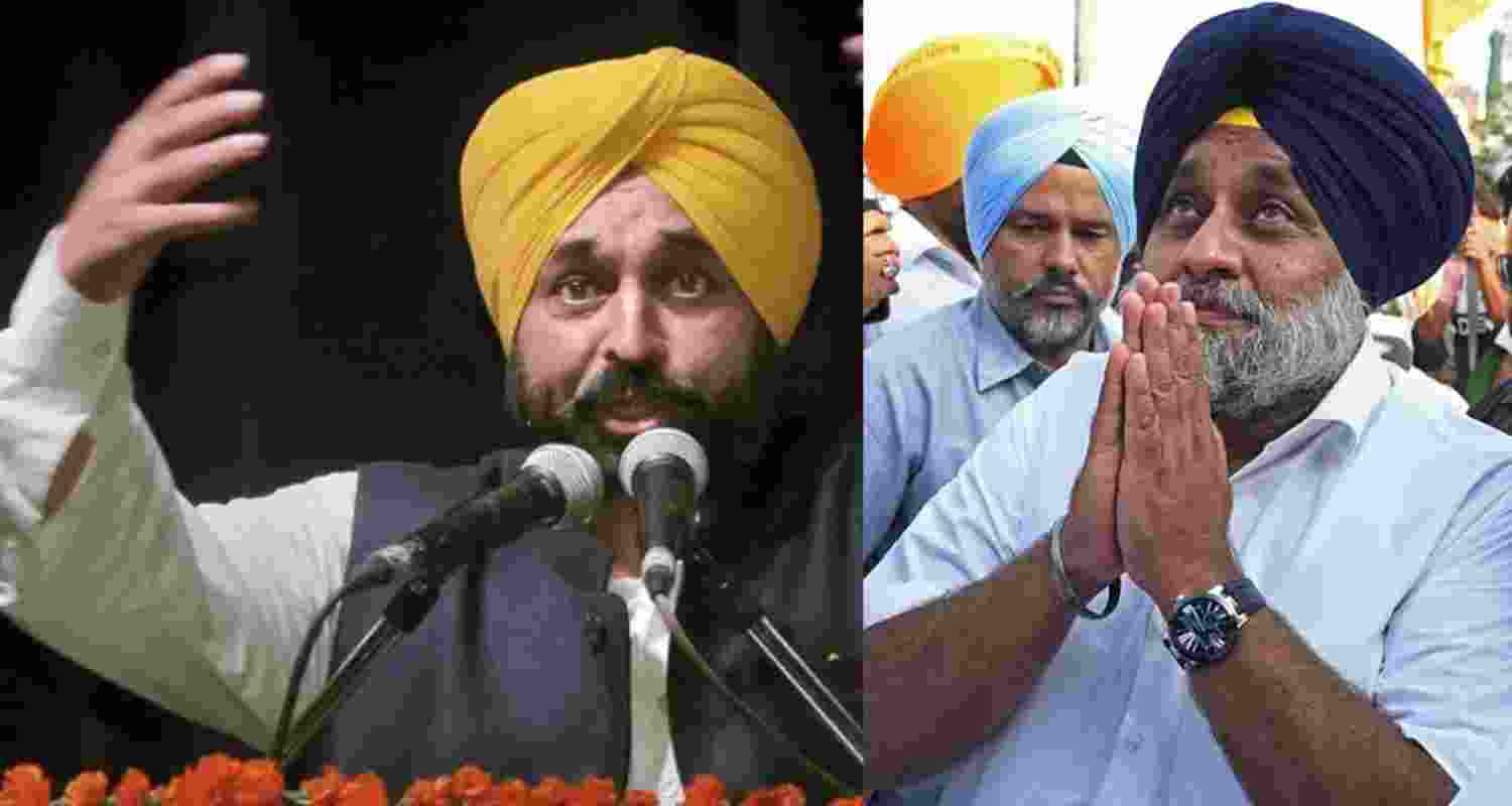 Punjab CM Bhagwant Mann and SAD chief Sukhbir Badal. Punjab CM Bhagwant Mann and SAD chief Sukhbir Badal.