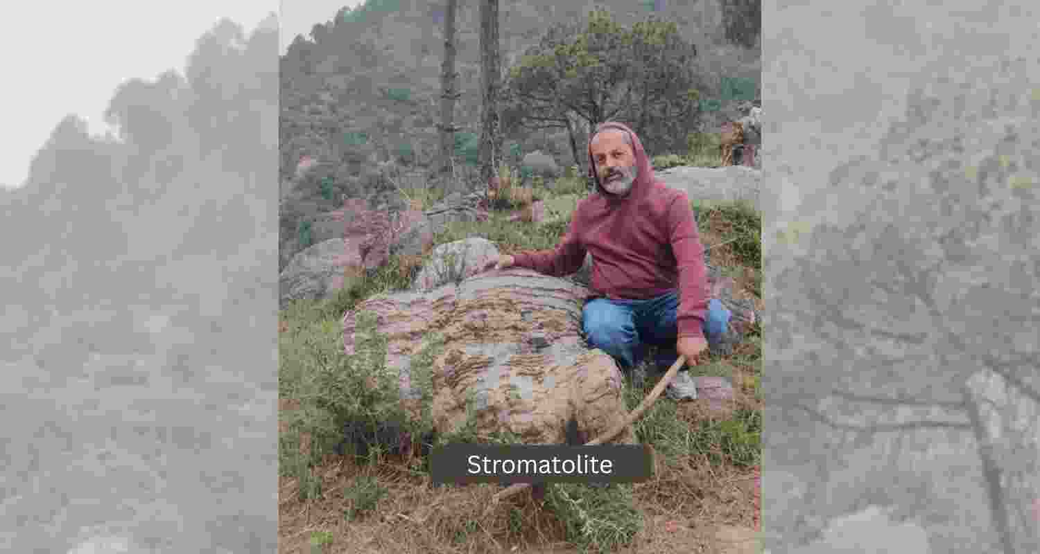 Dr Ritesh Arya, a renowned geologist from Kasauli, who has discovered stromatolite fossils in Jolajoran village near Chambaghat, Solan, in Himachal Pradesh. Dr Ritesh Arya, a renowned geologist from Kasauli, who has discovered stromatolite fossils in Jolajoran village near Chambaghat, Solan, in Himachal Pradesh.