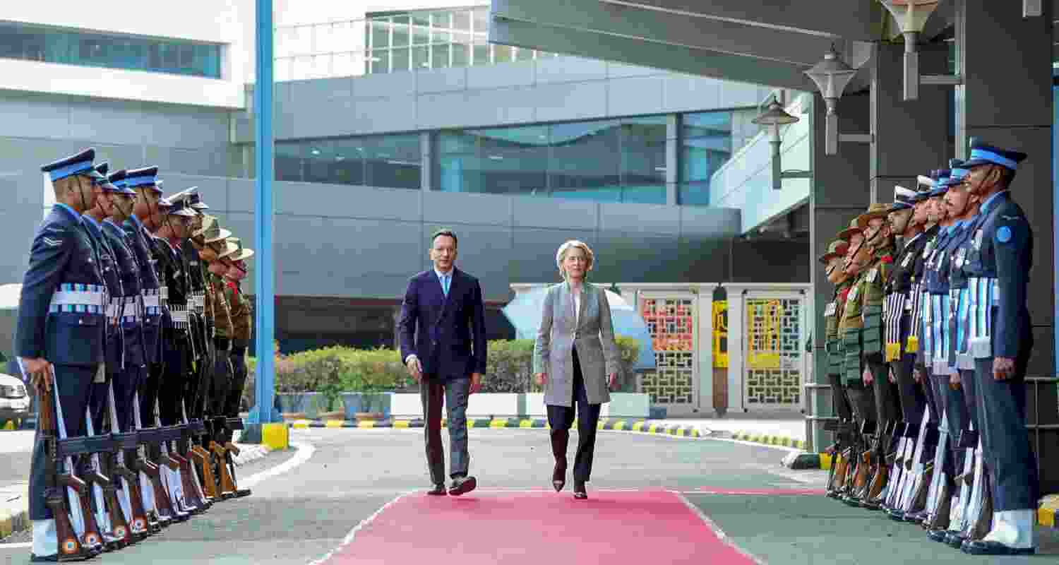 European Commission President Ursula von der Leyen arrived in India for a four-day visit, with India-EU FTA, defence ties and mobility pact on the agenda European Commission President Ursula von der Leyen arrived in India for a four-day visit, with India-EU FTA, defence ties and mobility pact on the agenda