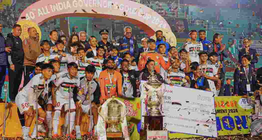 Northeast United FC celebrate after winning the previous edition of the Governor’s Gold Cup. Northeast United FC celebrate after winning the previous edition of the Governor’s Gold Cup.