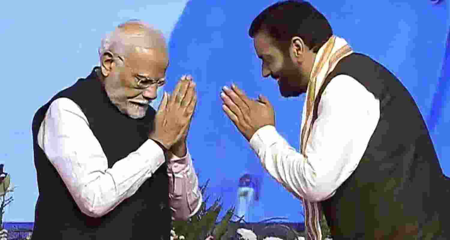 Haryana Chief Minister Nayab Singh Saini and Prime Minister Narendra Modi. Haryana Chief Minister Nayab Singh Saini and Prime Minister Narendra Modi.