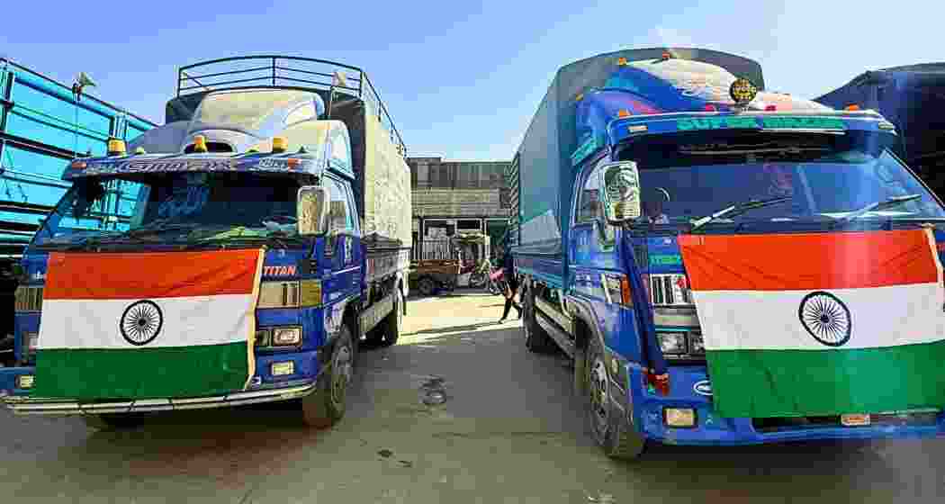 Vehicles carrying India’s earthquake relief supplies ready to move towards affected regions in Afghanistan as part of the ongoing humanitarian assistance effort. Vehicles carrying India’s earthquake relief supplies ready to move towards affected regions in Afghanistan as part of the ongoing humanitarian assistance effort.