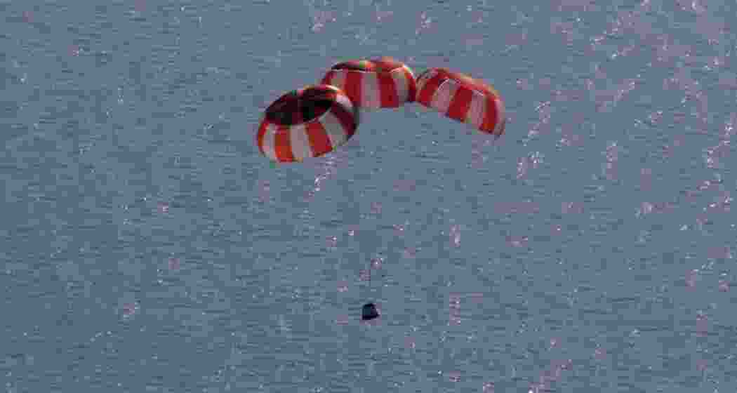 During the recent Integrated Air Drop Test (IADT-01) test, the crew module deployed 10 parachutes in a precise, pre-defined sequence, slowing safely for a splashdown in the water. During the recent Integrated Air Drop Test (IADT-01) test, the crew module deployed 10 parachutes in a precise, pre-defined sequence, slowing safely for a splashdown in the water.