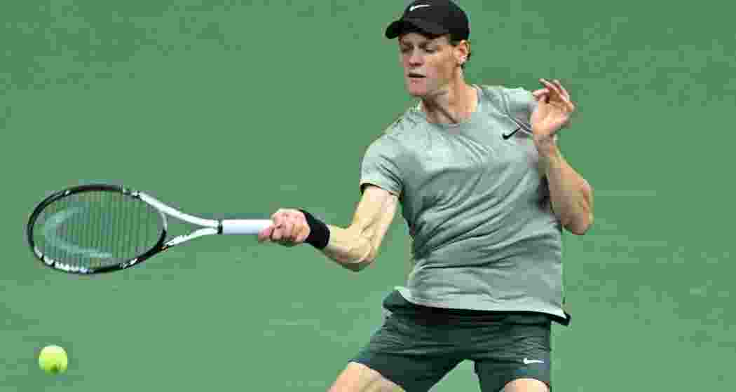 Jannik Sinner seen in action.  Jannik Sinner seen in action.