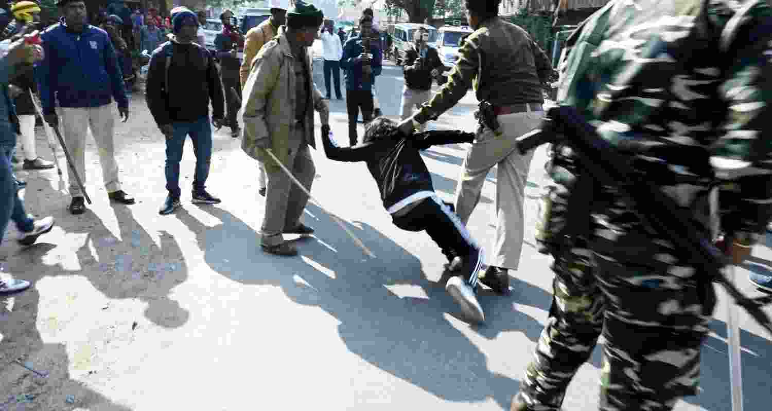 Police use force to disperse a protesting mob of students against alleged irregularities in JSSC-CGL examination in Ranchi on Monday. Police use force to disperse a protesting mob of students against alleged irregularities in JSSC-CGL examination in Ranchi on Monday.