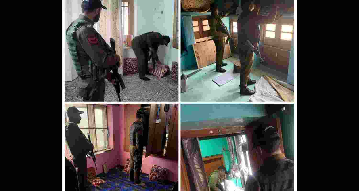 J&K Police carries out extensive raids across the city targeting residences of terrorist associates. J&K Police carries out extensive raids across the city targeting residences of terrorist associates.