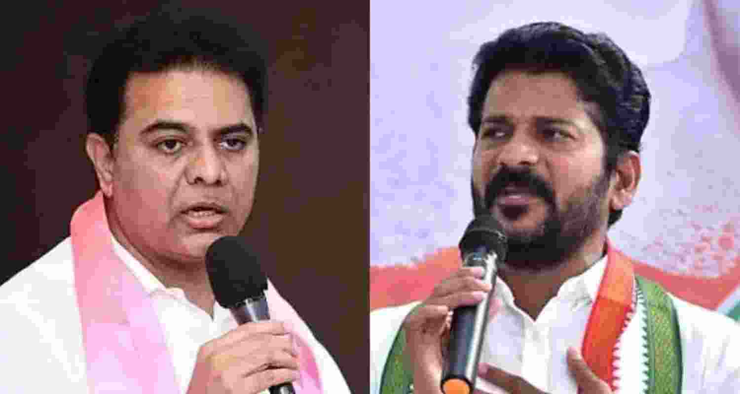 BRS Working President KT Rama Rao (left) and Telangana Chief Minister A Revanth Reddy. BRS Working President KT Rama Rao (left) and Telangana Chief Minister A Revanth Reddy.